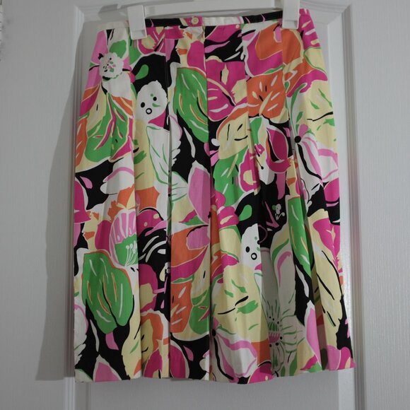 Della Spiga weekend cotton skirt pleated summer floral size 8 - Picture 2 of 8